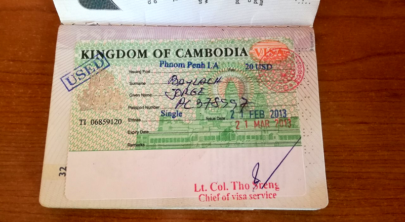 Tramitar visado Camboya